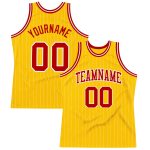 Custom Personalized Red Basketball Jersey with Gold White Pinstripes, Team Name & Number Personalized Gold White Pinstripe