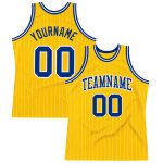Custom Name Number Basketball Jersey Personalized Gold White Pinstripe Royal Authentic Personalized Gold White Pinstripe