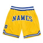 Custom Name Number Basketball Shorts Personalized Gold White Pinstripe Royal-White Authentic Design Personalized Gold White