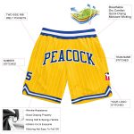 Custom Name Number Basketball Shorts Personalized Gold White Pinstripe Royal-White Authentic Design Personalized Gold White