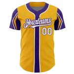 Custom Name and Number Authentic Baseball Jersey - Personalized Gold White Purple Color Options, Arm Shapes Design Personalized