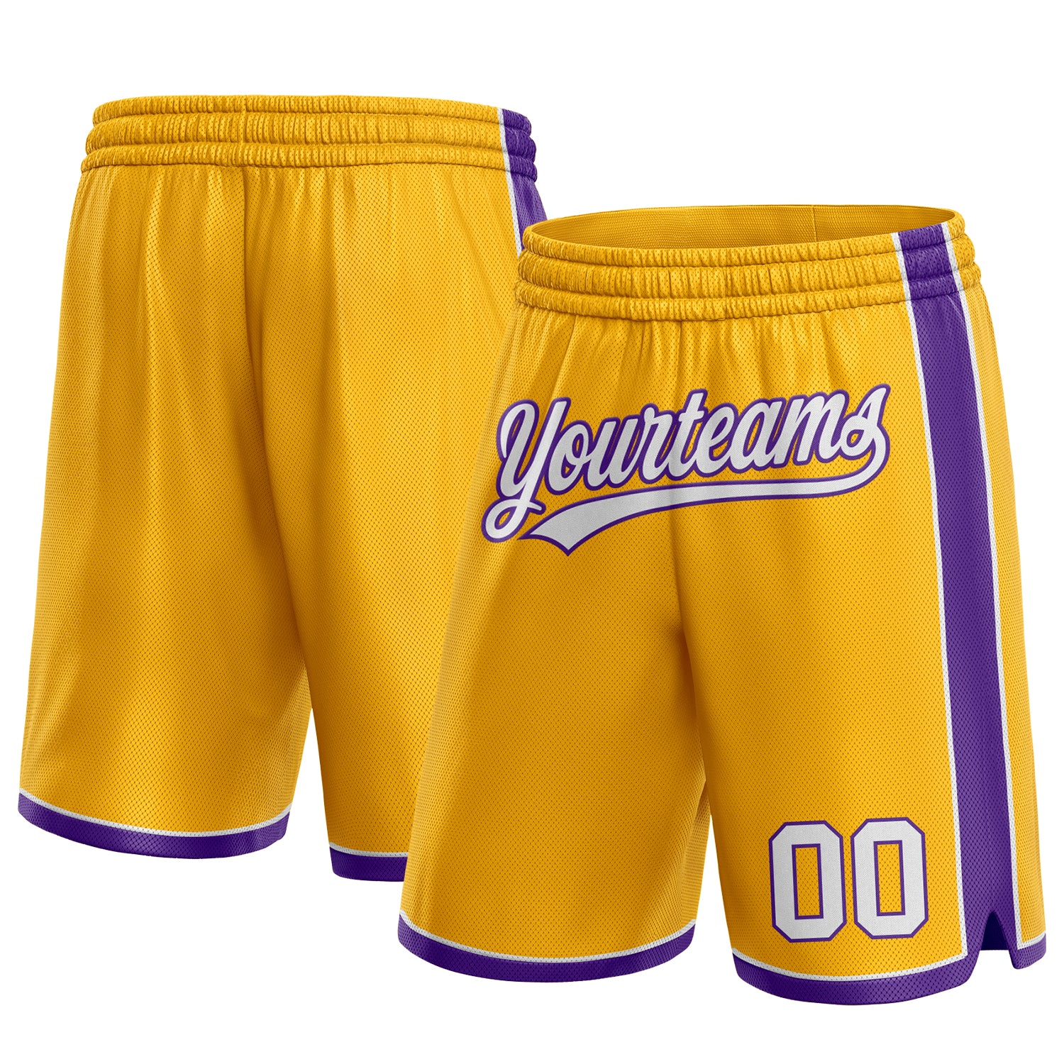 Custom Name Number Basketball Shorts - Personalized Authentic Gold White Purple Team Gear Personalized Gold White-Purple