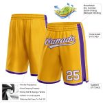 Custom Name Number Basketball Shorts - Personalized Authentic Gold White Purple Team Gear Personalized Gold White-Purple