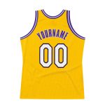 Personalized Gold White Purple Basketball Jersey - Authentic Throwback Design Personalized Gold White-Purple Authentic Throwback