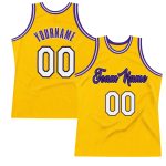 Personalized Gold White Purple Basketball Jersey - Authentic Throwback Design Personalized Gold White-Purple Authentic Throwback