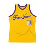 Custom Name Number Personalized Gold White Purple Basketball Jersey Authentic Throwback Personalized Gold White-Purple Authentic