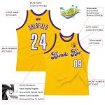 Custom Name Number Personalized Gold White Purple Basketball Jersey Authentic Throwback Personalized Gold White-Purple Authentic