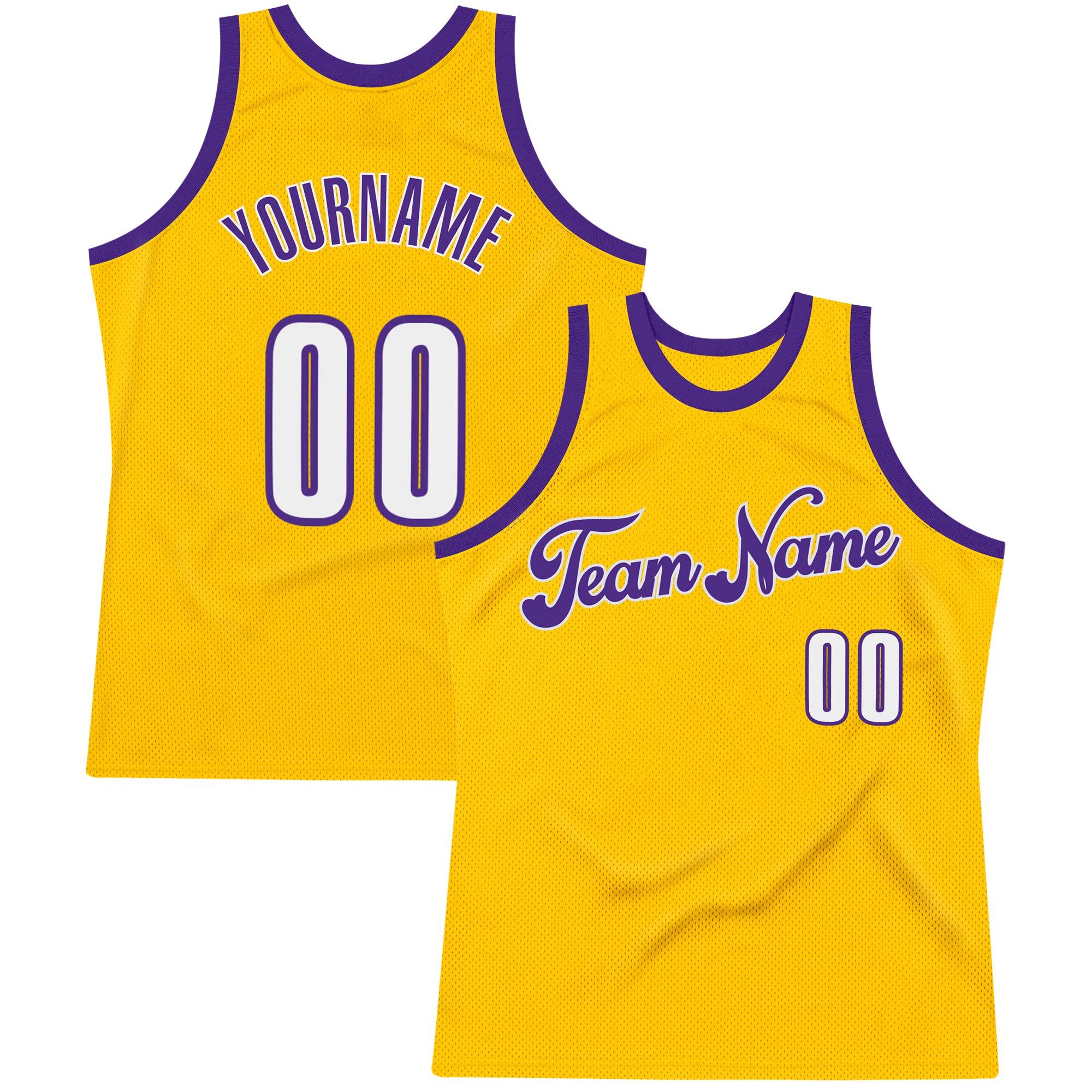 Custom Name Number Personalized Gold White Purple Basketball Jersey Authentic Throwback Personalized Gold White-Purple Authentic