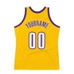 Custom Name Number Personalized Gold White Purple Basketball Jersey Authentic Throwback Personalized Gold White-Purple Authentic
