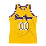 Personalized Gold White Purple Basketball Jersey - Authentic Throwback Design Personalized Gold White-Purple Authentic Throwback