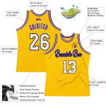 Personalized Gold White Purple Basketball Jersey - Authentic Throwback Design Personalized Gold White-Purple Authentic Throwback