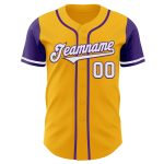 Custom Two Tone Baseball Jersey - Personalized Gold White-Purple with Authentic Name and Number Personalized Gold White-Purple