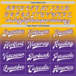 Custom Varsity Letterman Jacket Personalized Gold White Purple Bomber Full-Snap Fashion with Team Name & Number Personalized
