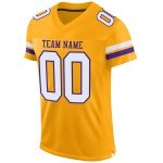 Custom Personalized Football Jersey - Gold White-Purple Mesh Team Name & Number Authentic Personalized Gold White-Purple
