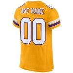 Custom Personalized Football Jersey - Gold White-Purple Mesh Team Name & Number Authentic Personalized Gold White-Purple