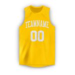 Custom Basketball Jersey with Personalized Name and Number - Gold White Round Neck Team Gear Personalized Gold White Round