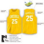 Custom Basketball Jersey with Personalized Name and Number - Gold White Round Neck Team Gear Personalized Gold White Round
