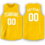 Custom Basketball Jersey with Personalized Name and Number - Gold White Round Neck Team Gear Personalized Gold White Round