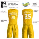 Custom Name Number Basketball Jersey, Personalized Gold White Round Neck Suit Personalized Gold White Round Neck Suit Basketball