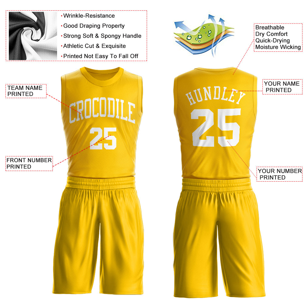 Personalized Gold White Round Neck Suit Basketball Jersey Team Custom Name and Number Custom Name Number Basketball Jersey, Personalized Gold White Round Neck Suit Personalized Gold White Round Neck Suit Basketball - Image 3
