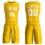 Custom Name Number Basketball Jersey, Personalized Gold White Round Neck Suit Personalized Gold White Round Neck Suit Basketball