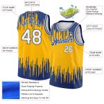 Customizable Basketball Jersey with Personalized Name & Number, Gold White-Royal Abstract Design, Authentic City Edition