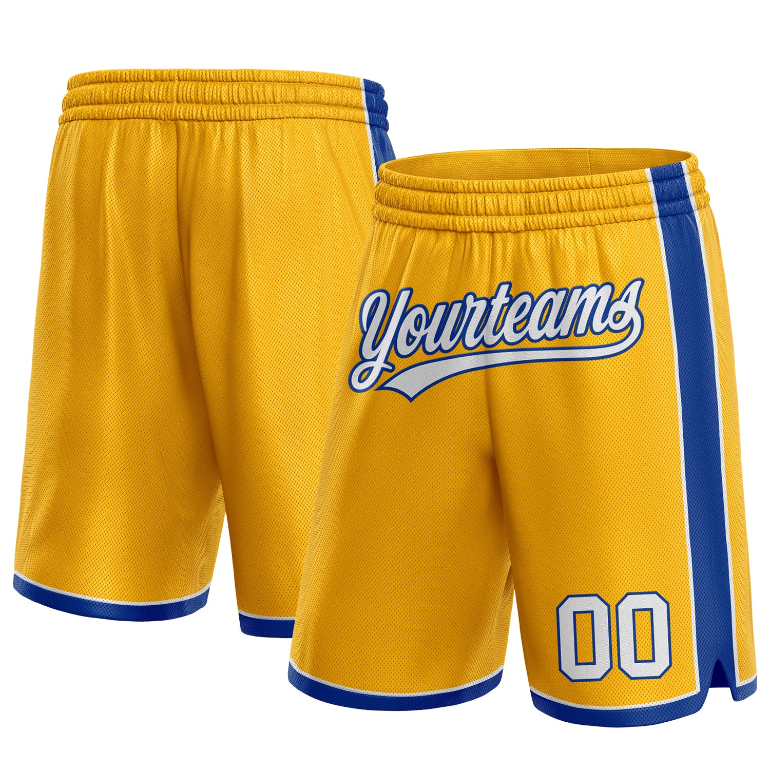 Personalized Custom Name Number Basketball Shorts - Gold White Royal Authentic Personalized Gold White-Royal Authentic Basketball
