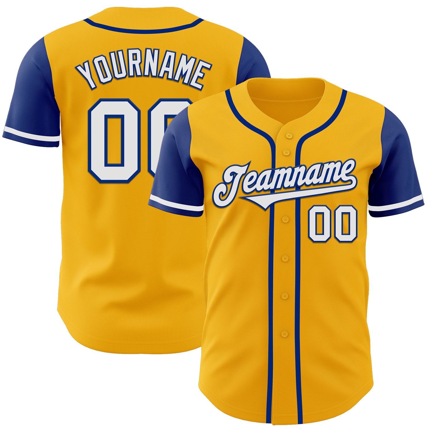 Custom Name Number Gold White-Royal Two Tone Baseball Jersey - Personalized Authentic Team Jersey Personalized Gold White-Royal
