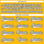 Custom Team Name and Number Personalized Gold White-Royal Hockey Lace Neck Jersey Personalized Gold White-Royal Hockey Lace