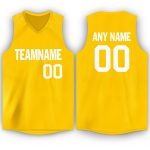 Custom Team Name and Number Personalized Gold White Basketball Jersey V-Neck Personalized Gold White V-Neck Basketball Jersey