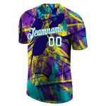 Custom Name Number Urban Pattern 3D Performance T-Shirt White Aqua Personalized Graffiti Design Personalized Graffiti Abstract