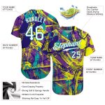 Custom Name and Number Personalized Graffiti 3D Urban Pattern Baseball Jersey White-Teal Personalized Graffiti Abstract Urban