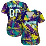 Custom Name and Number Personalized Graffiti 3D Urban Pattern Baseball Jersey White-Teal Personalized Graffiti Abstract Urban