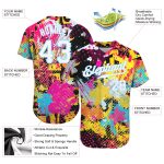 Custom Name and Number Baseball Jersey - Personalized Psychedelic Graffiti 3D Pattern in Bright White and Light Blue Personalized