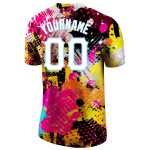 Personalized 3D Performance T-Shirt with Custom Name & Number - Bright Psychedelic Graffiti Pattern in White & Light Blue