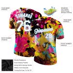 Personalized 3D Performance T-Shirt with Custom Name & Number - Bright Psychedelic Graffiti Pattern in White & Light Blue