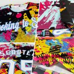 Personalized 3D Performance T-Shirt with Custom Name & Number - Bright Psychedelic Graffiti Pattern in White & Light Blue