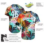 Custom Abstract Graffiti Pattern Baseball Jersey with Personalized Name & Number - White Light Blue 3D Design Personalized