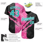 Custom Graffiti Pattern Baseball Jersey with Aqua Black-Pink 3D Design - Authentic Team Jersey with Personalized Name & Number