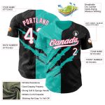 Custom Graffiti Pattern Black Aqua Neon Pink 3D Scratch Baseball Jersey with Team Name and Number Personalized Graffiti Pattern