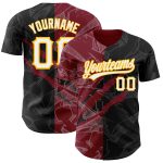 Custom Name Number 3D Scratch Black Crimson-Gold Graffiti Pattern Authentic Baseball Jersey Personalized Graffiti Pattern