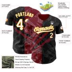 Custom Name Number 3D Scratch Black Crimson-Gold Graffiti Pattern Authentic Baseball Jersey Personalized Graffiti Pattern