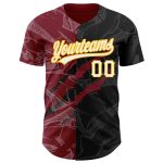 Custom Name Number 3D Scratch Black Crimson-Gold Graffiti Pattern Authentic Baseball Jersey Personalized Graffiti Pattern