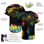 Personalized Black Gold 3D Graffiti Baseball Jersey Custom Name Number Authentic Personalized Graffiti Pattern Black-Gold