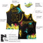 Custom Name and Number Black Gold 3D Basketball Jersey Personalized Graffiti Pattern Authentic Team Apparel Personalized