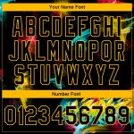 Custom Name Number 3D Bomber Varsity Letterman Jacket Black Gold Personalized Graffiti Pattern Personalized Graffiti Pattern