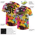 Custom Black-Gold Graffiti 3D Psychedelic Two-Button Unisex Softball Jersey with Personalized Name and Number Personalized