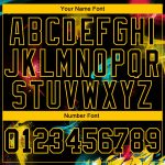 Custom Graffiti Pattern Long Sleeve Performance T-Shirt Black-Gold 3D with Team Name & Number Personalized Graffiti Pattern