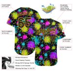 Custom Name and Number Black Gold Graffiti 3D Neon Splatter Baseball Jersey Authentic Team Design Personalized Graffiti Pattern