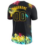 Custom Name and Number Black-Gold 3D Performance T-Shirt - Personalized Graffiti Pattern Design Personalized Graffiti Pattern
